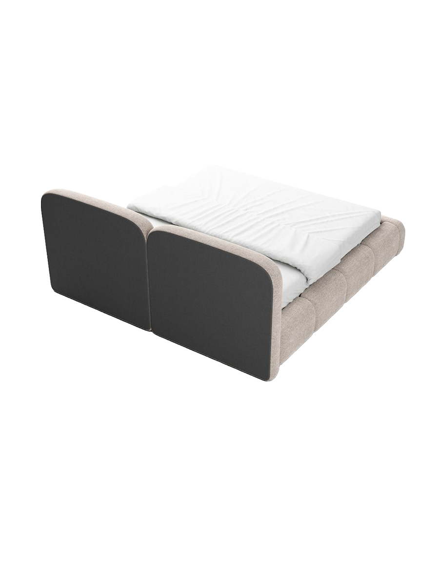 
Design Polsterbett „Mirage“ mit Ablagefach, Webstoff Beige - 140 x 200 cm