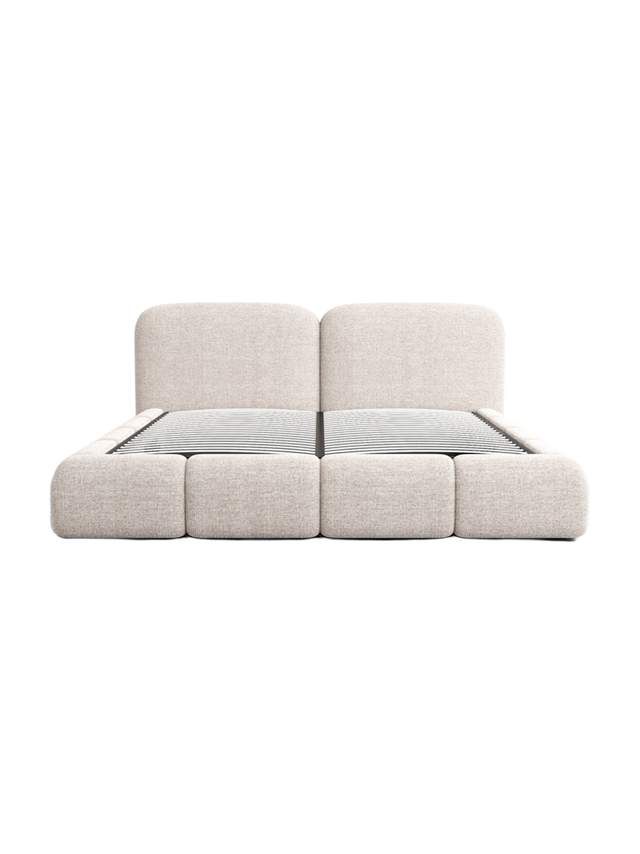 
Design Polsterbett „Mirage“ mit Ablagefach, Webstoff Beige - 140 x 200 cm