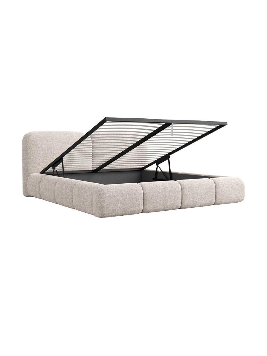
Design Polsterbett „Mirage“ mit Ablagefach, Webstoff Beige - 140 x 200 cm