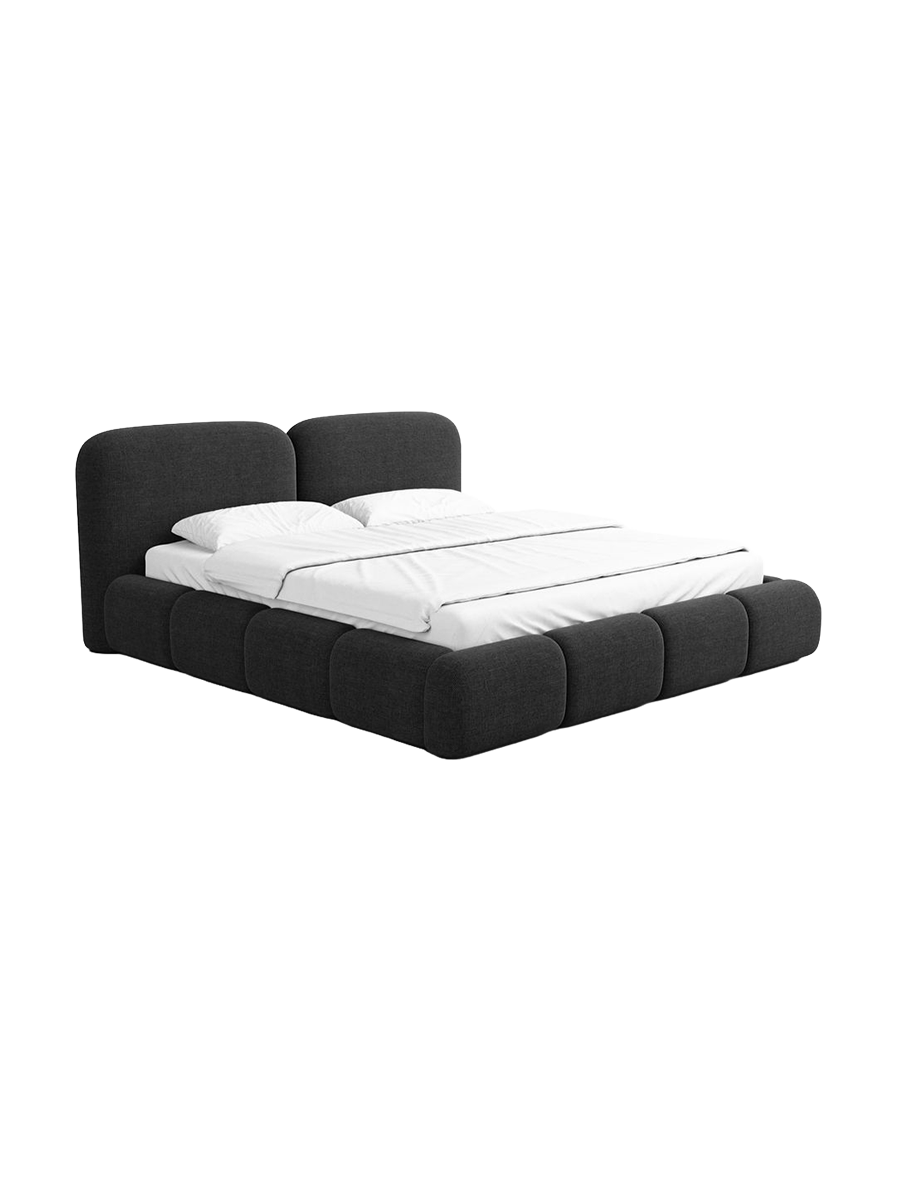 
Design Polsterbett „Mirage“ mit Ablagefach, Webstoff Schwarz - 140 x 200 cm