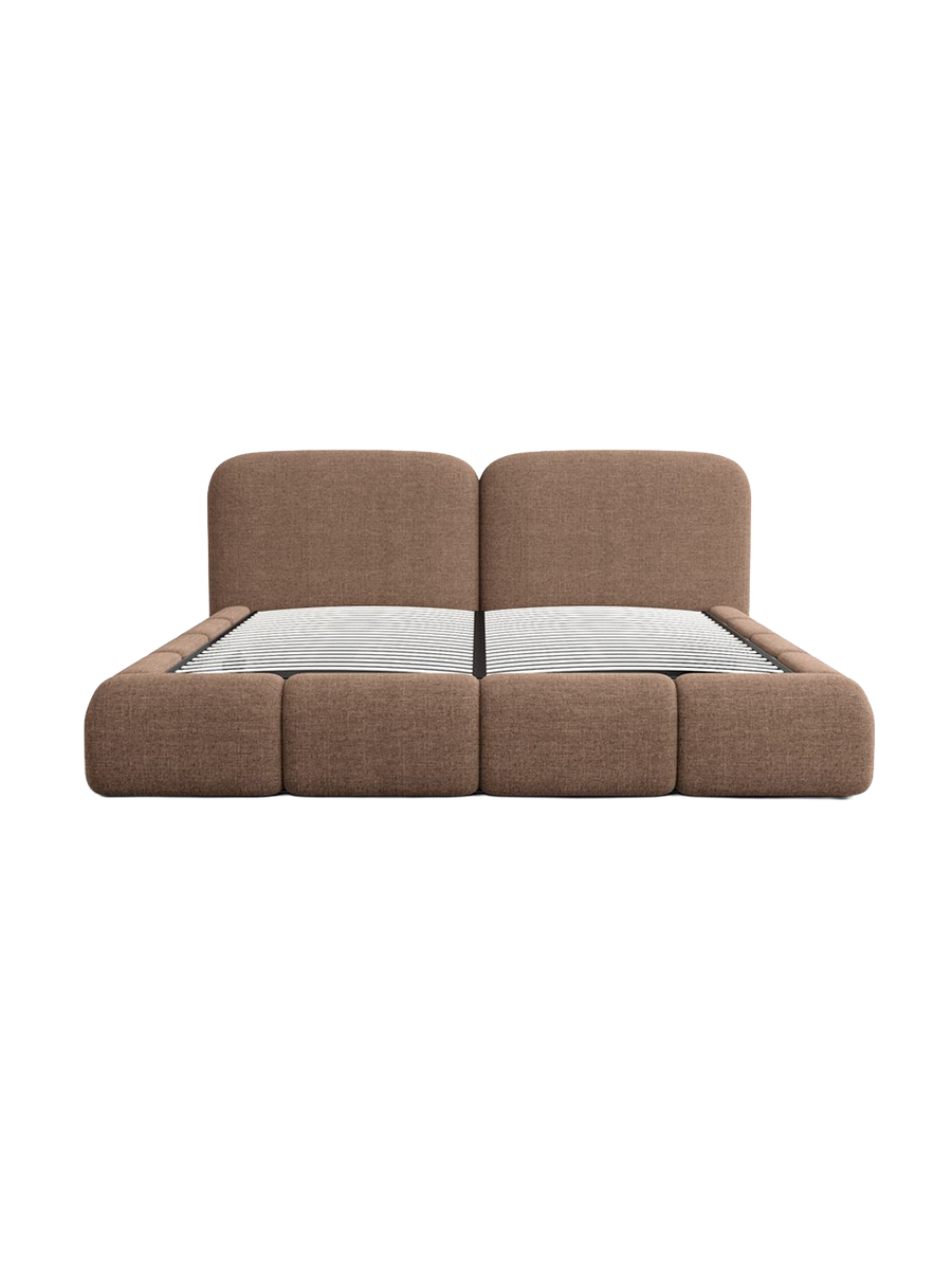 
Design Polsterbett „Mirage“ mit Ablagefach, Webstoff Braun - 140 x 200 cm