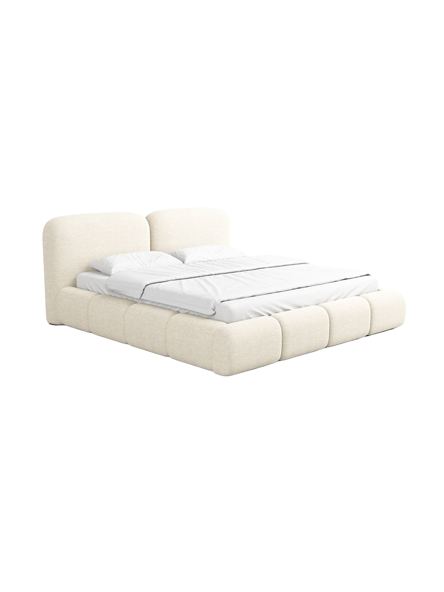 
Design Polsterbett „Mirage“ mit Ablagefach, Webstoff Cream - 140 x 200 cm