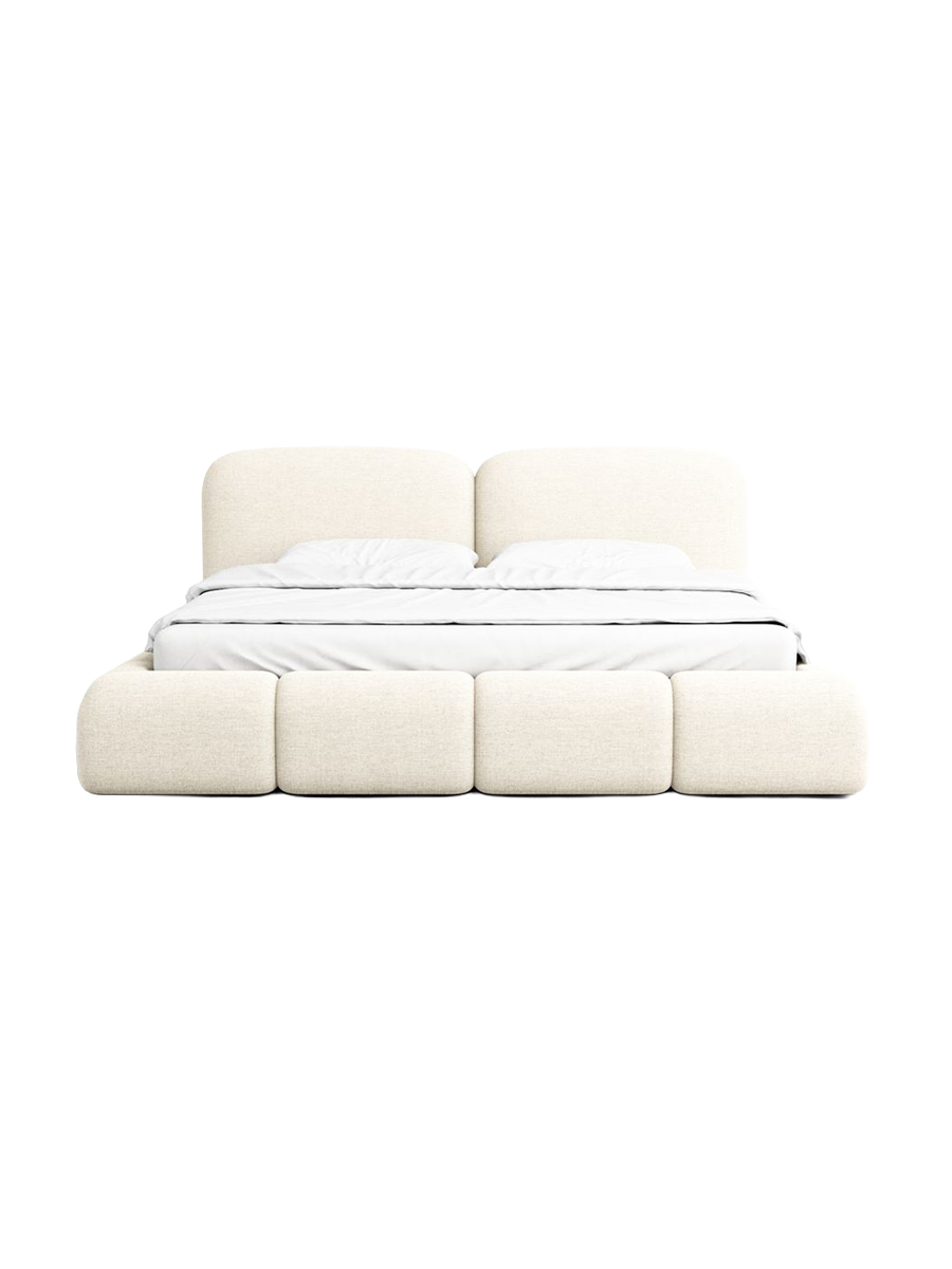 
Design Polsterbett „Mirage“ mit Ablagefach, Webstoff Cream - 140 x 200 cm