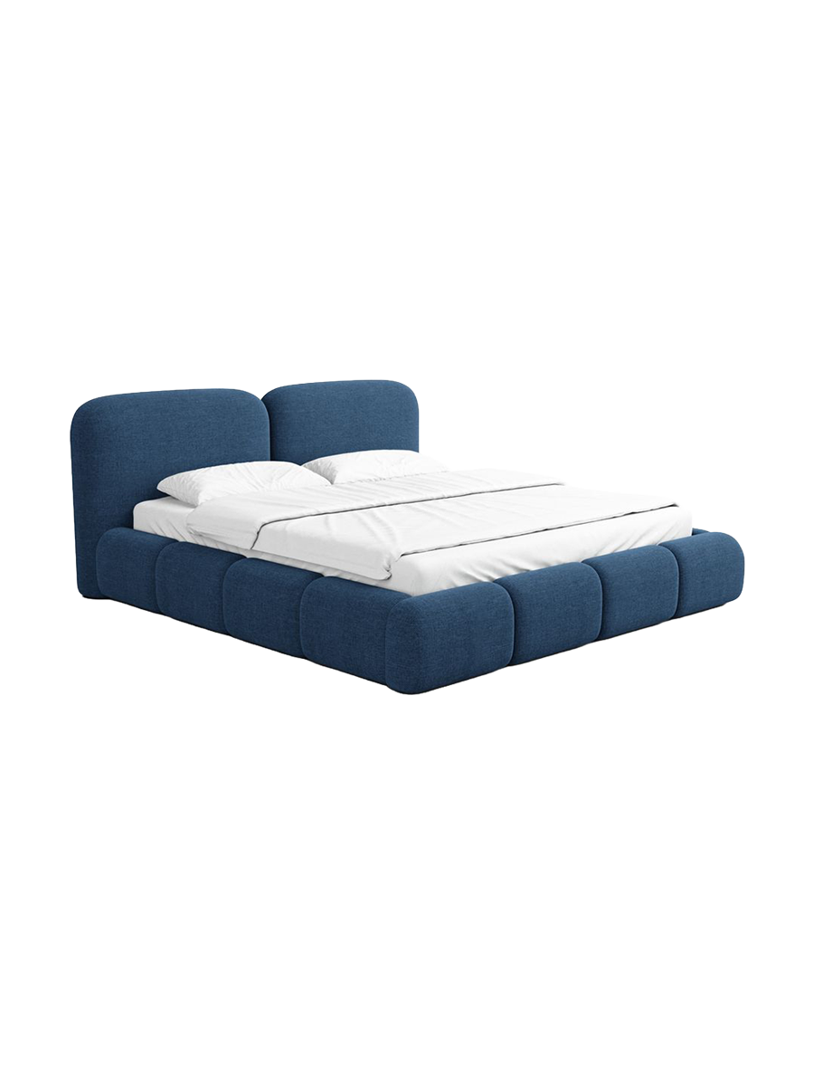 
Design Polsterbett „Mirage“ mit Ablagefach, Webstoff Dunkelblau - 140 x 200 cm