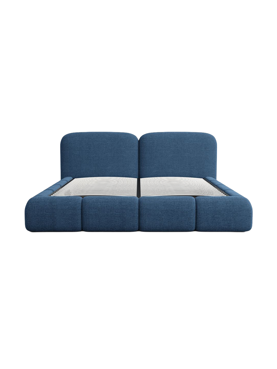 
Design Polsterbett „Mirage“ mit Ablagefach, Webstoff Dunkelblau - 140 x 200 cm