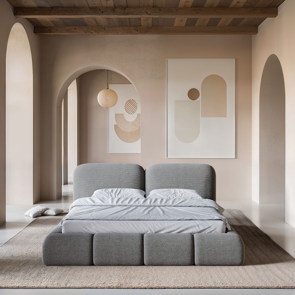 
Design Polsterbett „Mirage“ mit Ablagefach, Webstoff Grau - 140 x 200 cm
