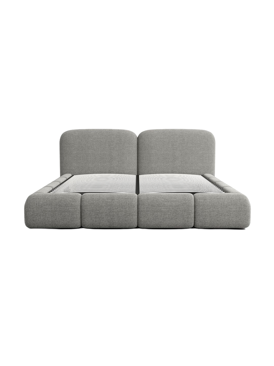 
Design Polsterbett „Mirage“ mit Ablagefach, Webstoff Grau - 140 x 200 cm