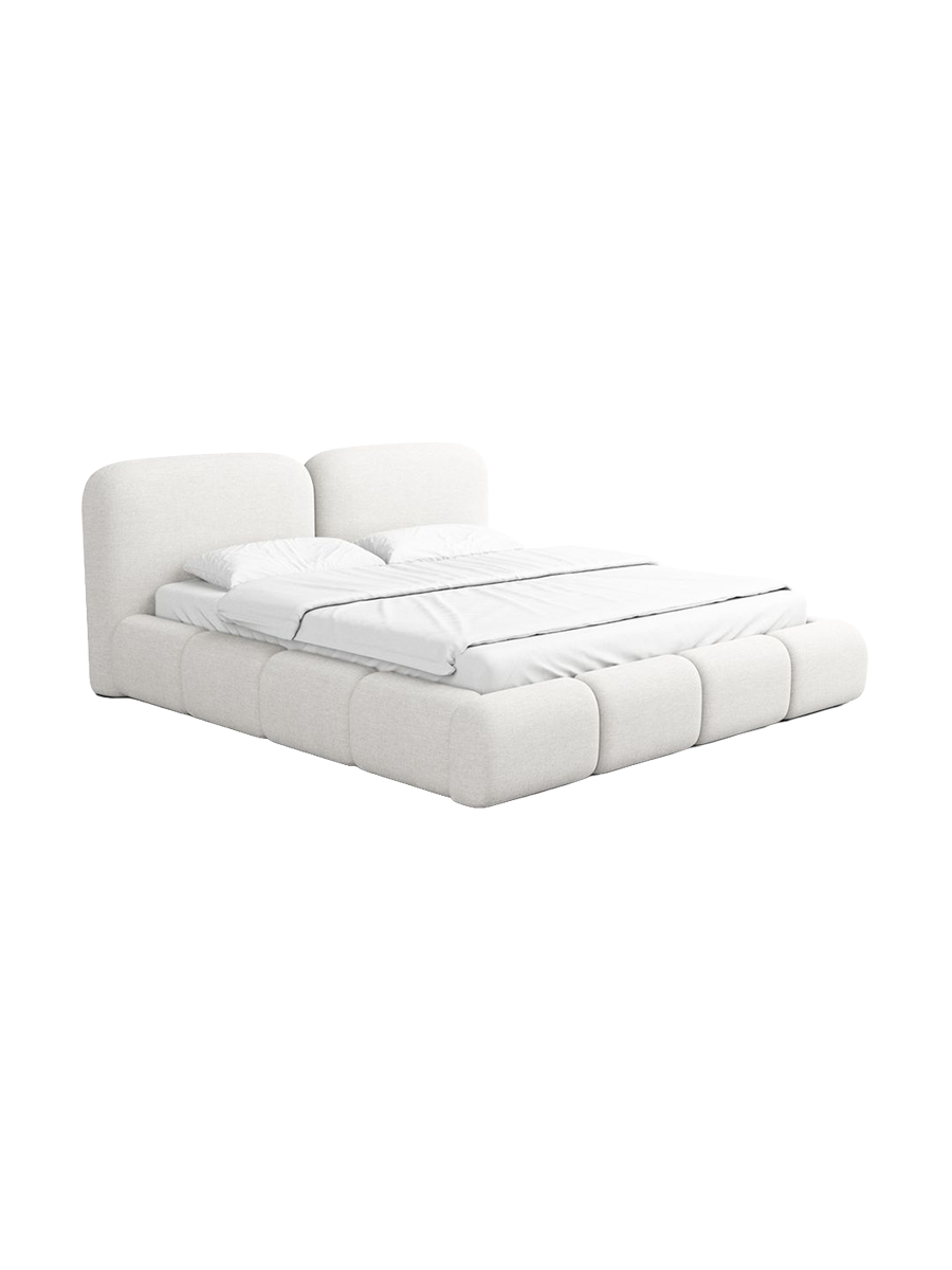 
Design Polsterbett „Mirage“ mit Ablagefach, Webstoff Weiss - 140 x 200 cm