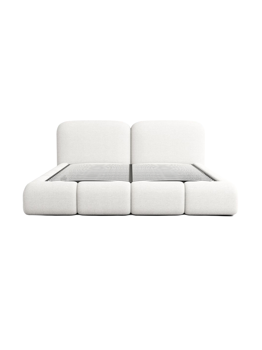
Design Polsterbett „Mirage“ mit Ablagefach, Webstoff Weiss - 140 x 200 cm