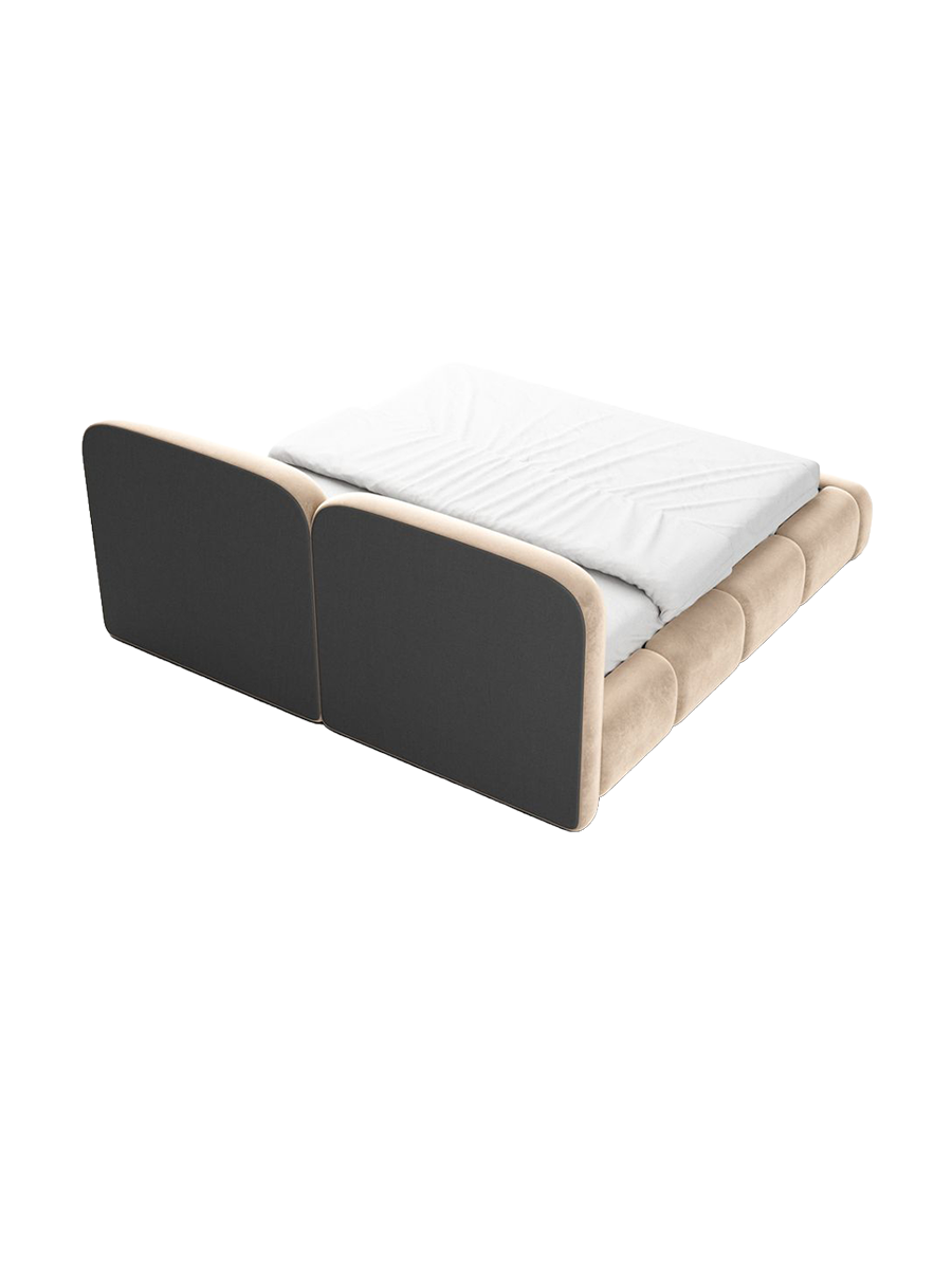
Design Polsterbett „Mirage“ mit Ablagefach, Samt Beige - 140 x 200 cm