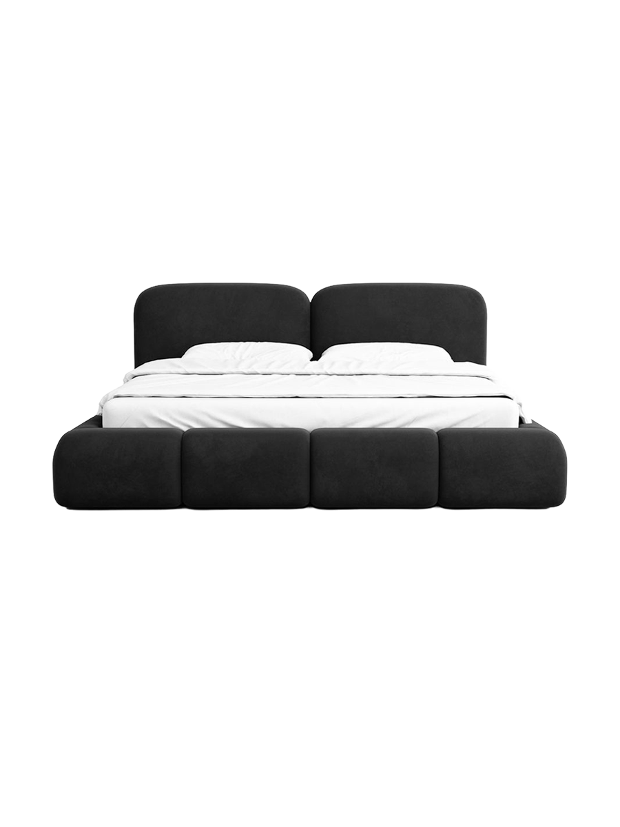 
Design Polsterbett „Mirage“ mit Ablagefach, Samt Schwarz - 140 x 200 cm