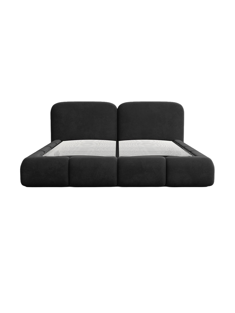 
Design Polsterbett „Mirage“ mit Ablagefach, Samt Schwarz - 140 x 200 cm