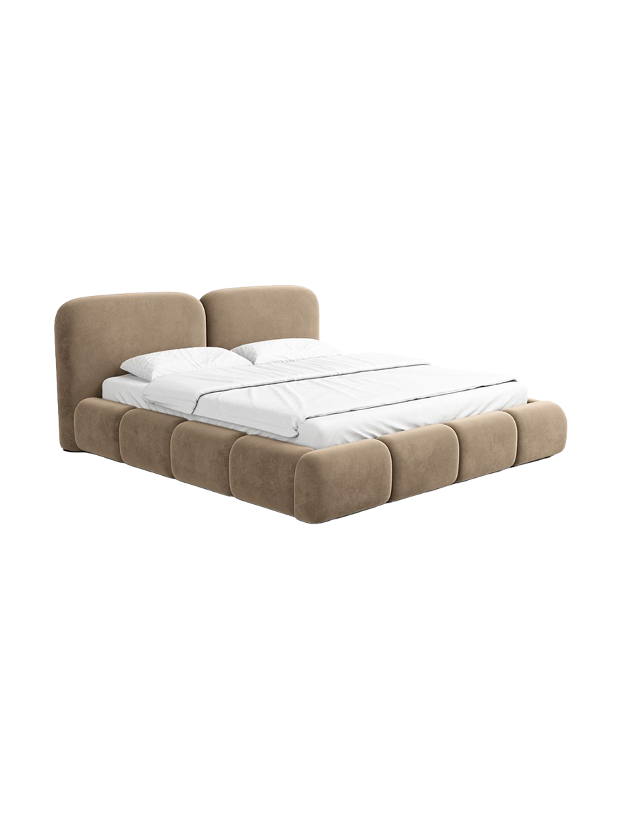 
Design Polsterbett „Mirage“ mit Ablagefach, Samt Braun - 140 x 200 cm