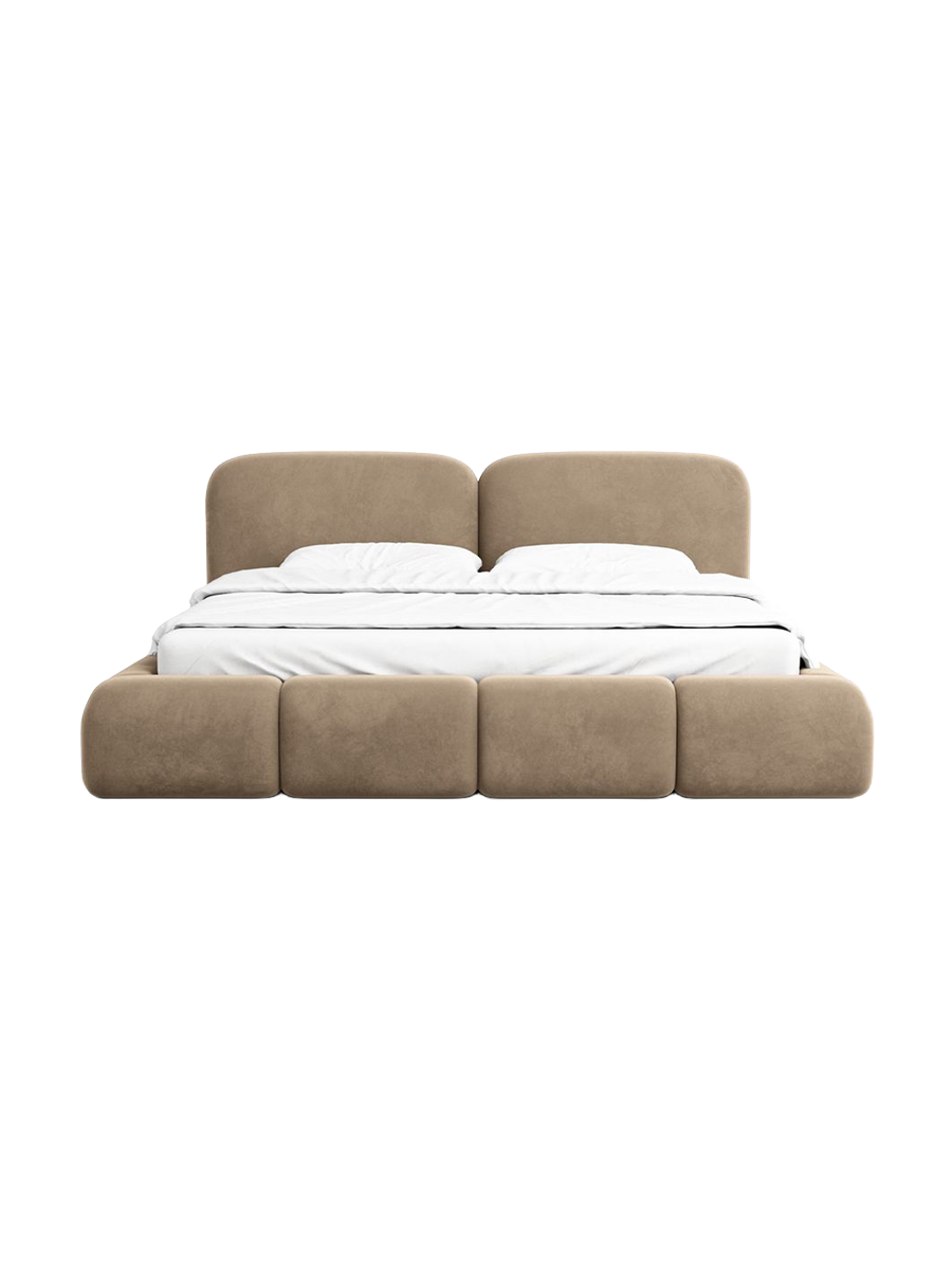 
Design Polsterbett „Mirage“ mit Ablagefach, Samt Braun - 140 x 200 cm