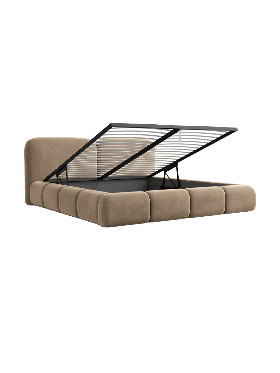 
Design Polsterbett „Mirage“ mit Ablagefach, Samt Braun - 140 x 200 cm