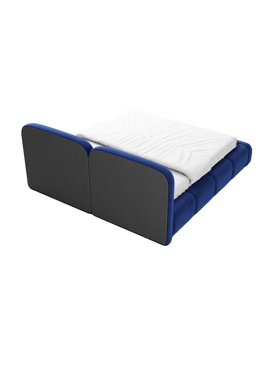
Design Polsterbett „Mirage“ mit Ablagefach, Samt Blau - 140 x 200 cm