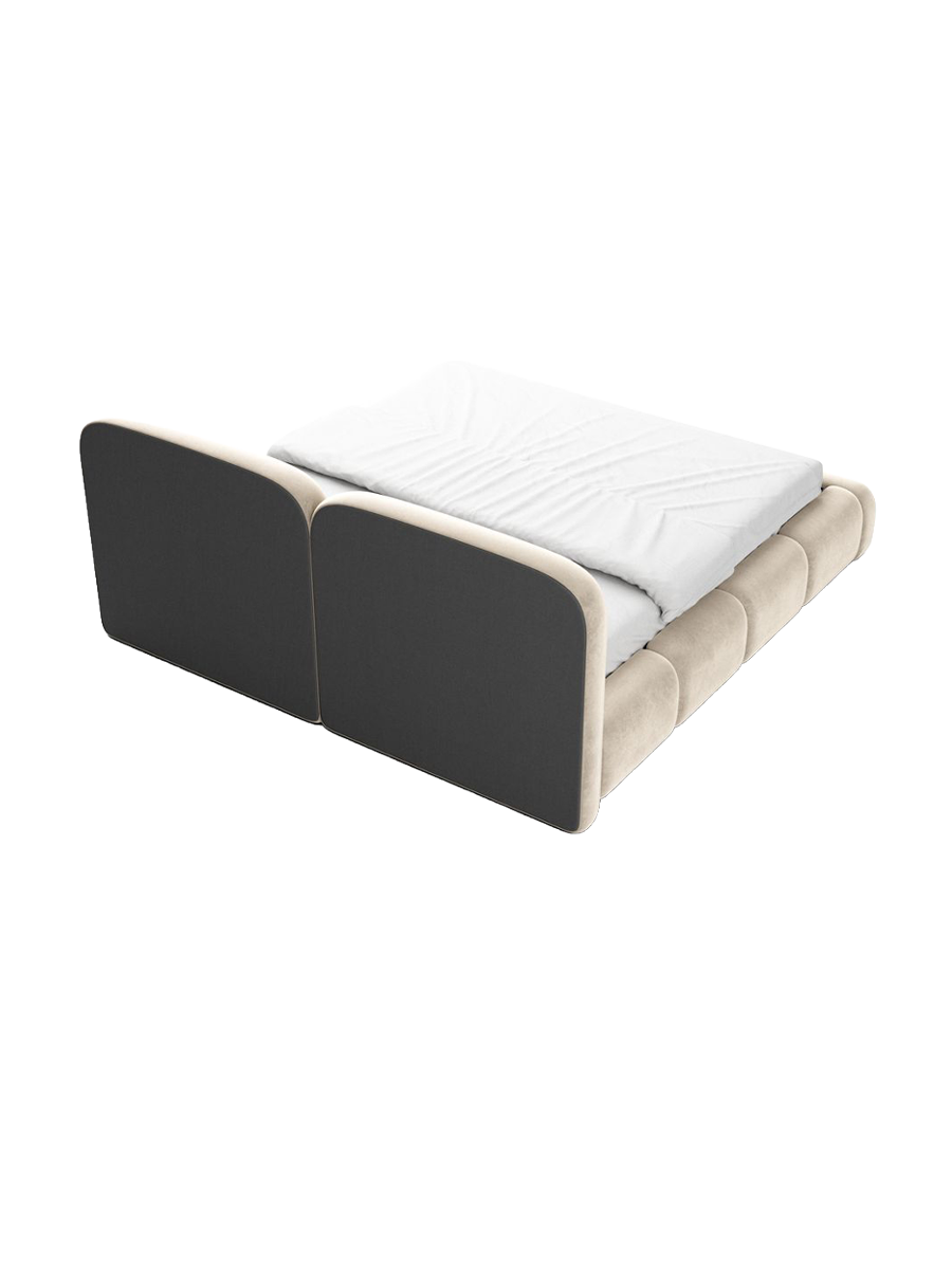 
Design Polsterbett „Mirage“ mit Ablagefach, Samt Cream - 140 x 200 cm