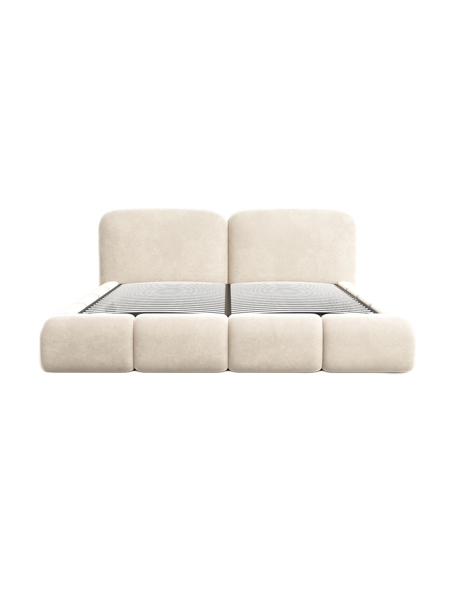
Design Polsterbett „Mirage“ mit Ablagefach, Samt Cream - 140 x 200 cm