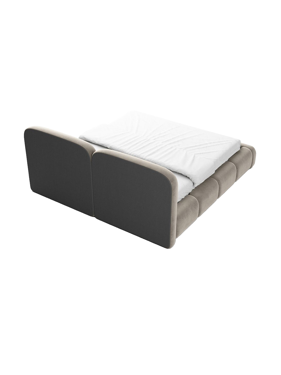 
Design Polsterbett „Mirage“ mit Ablagefach, Samt Beige dunkel - 140 x 200 cm
