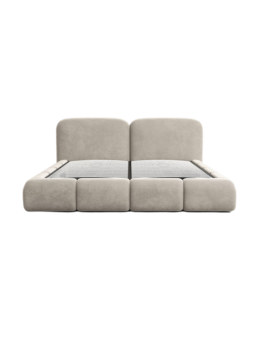 
Design Polsterbett „Mirage“ mit Ablagefach, Samt Beige dunkel - 140 x 200 cm