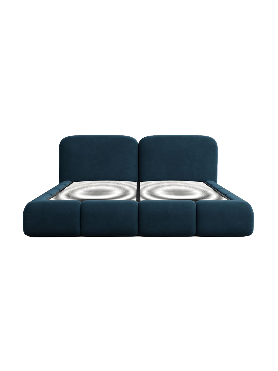 
Design Polsterbett „Mirage“ mit Ablagefach, Samt Dunkelblau - 140 x 200 cm