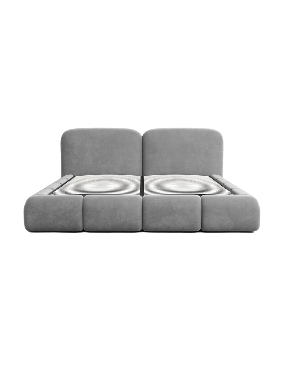
Design Polsterbett „Mirage“ mit Ablagefach, Samt Grau - 140 x 200 cm