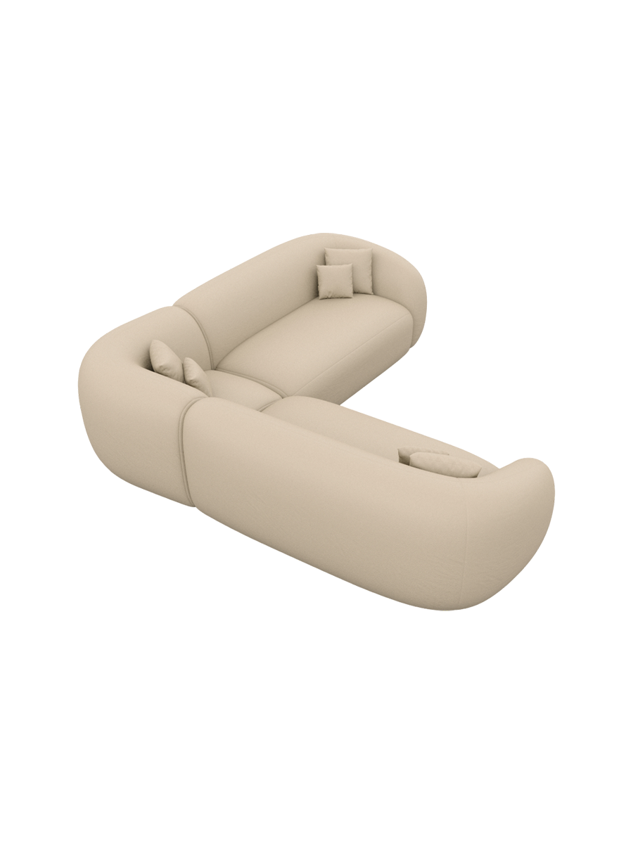 
5-Sitzer Design Echtleder Ecksofa „Serano“ - Echtleder Beige