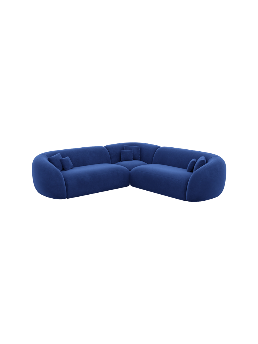 
5-Sitzer Design Ecksofa „Serano“ mit Samtbezug - Samtbezug Königsblau