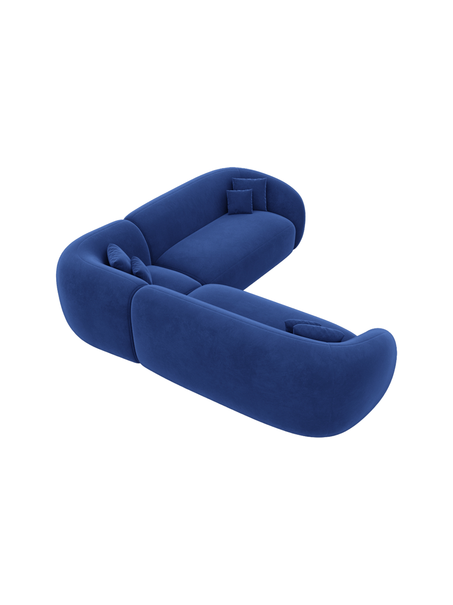 
5-Sitzer Design Ecksofa „Serano“ mit Samtbezug - Samtbezug Königsblau