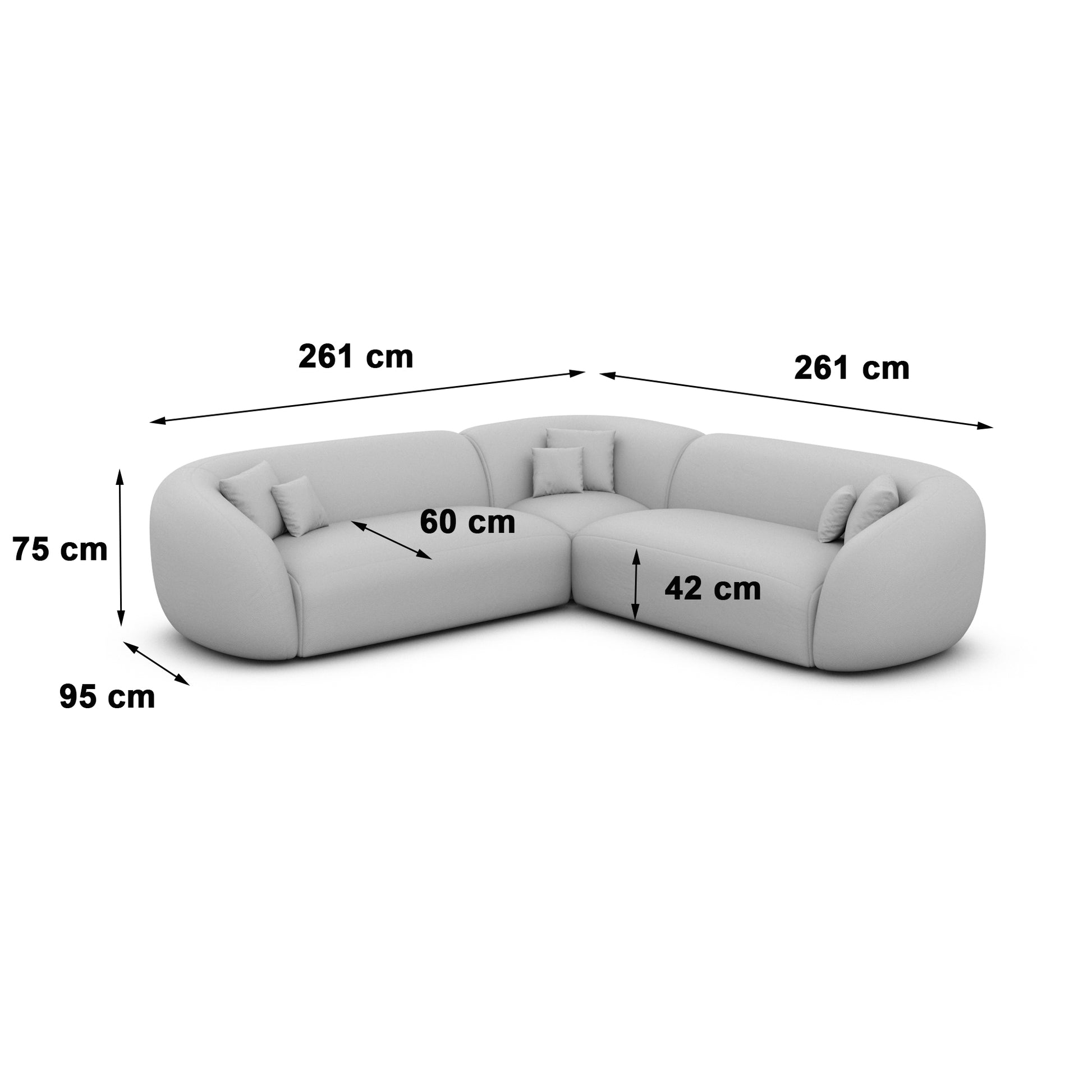 
5-Sitzer Design Ecksofa „Serano“ mit Samtbezug - Samtbezug Königsblau