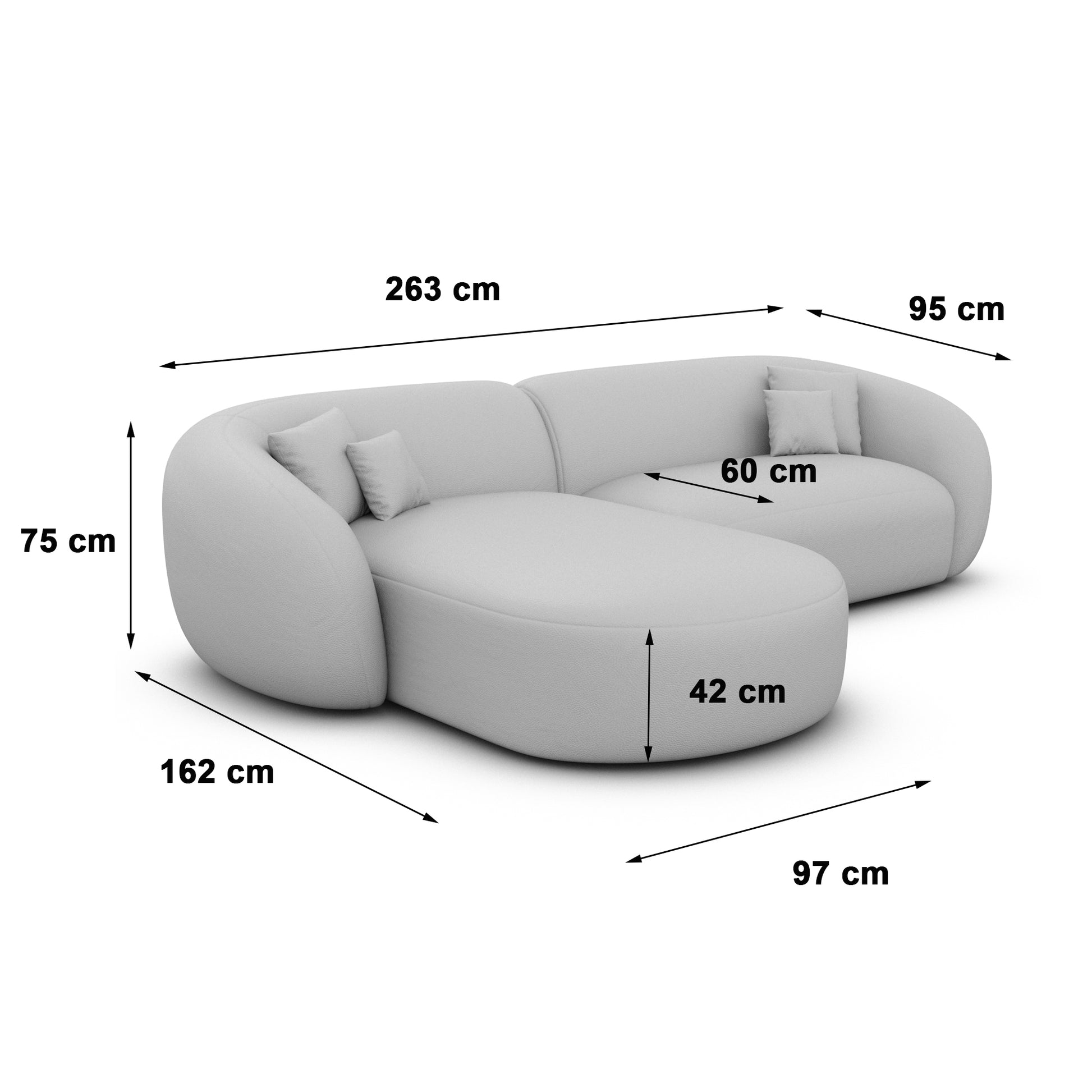 
4-Sitzer Design Ecksofas „Serano“ mit Bouclé-Bezug - Bouclé Graphit / Eckteil links