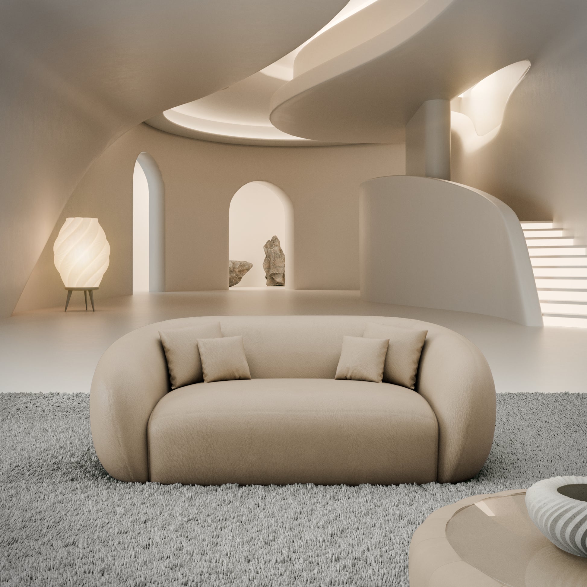 
2-Sitzer Design Echtleder Sofa „Serano“ - Echtleder Beige