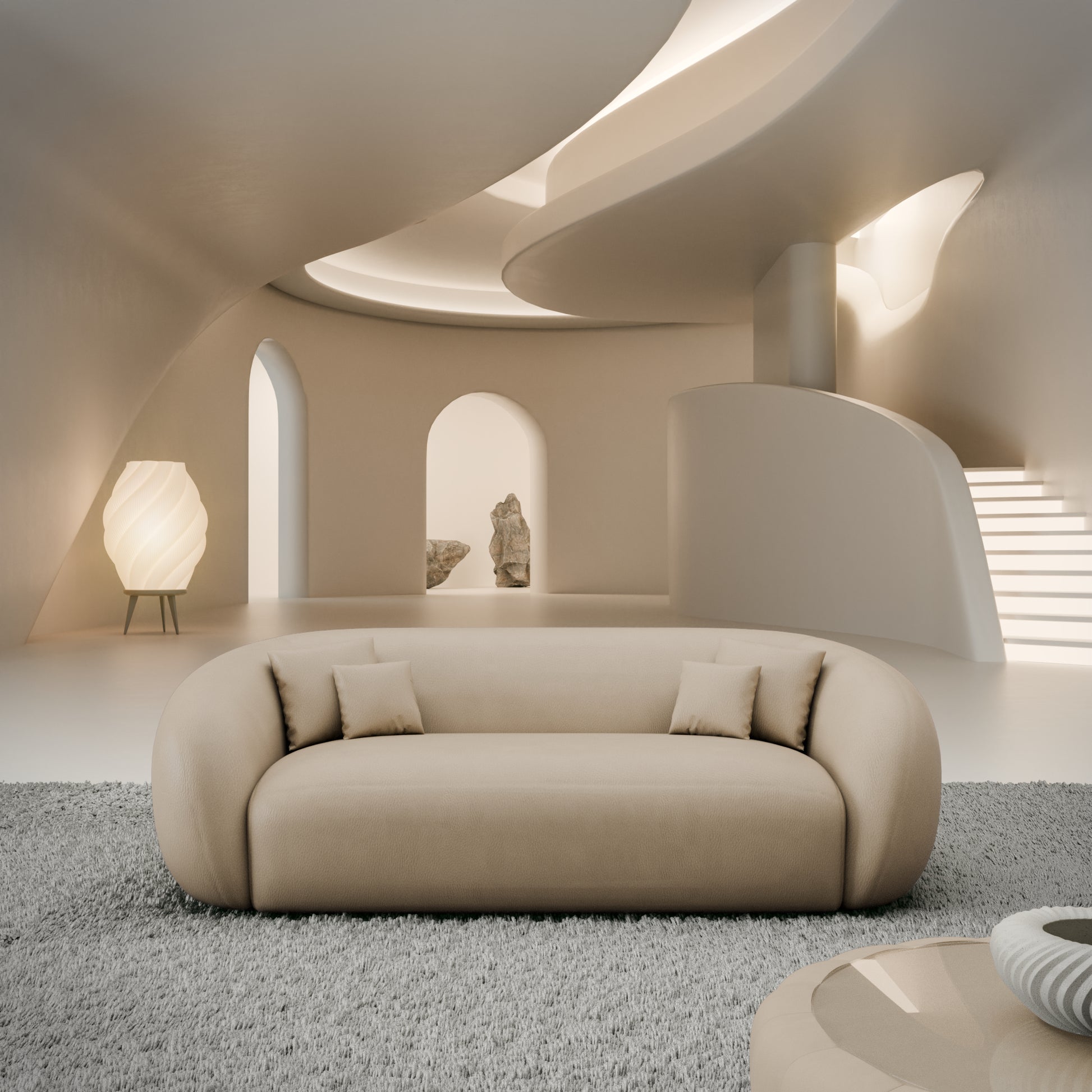 
3-Sitzer Design Echtleder Sofa „Serano“ - Echtleder Beige