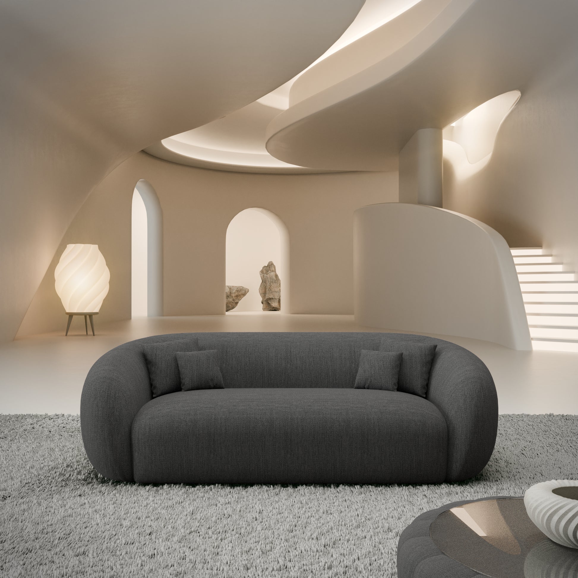 
3-Sitzer Design Sofa „Serano“ mit Strukturstoff-Bezug - Strukturstoff Anthrazit