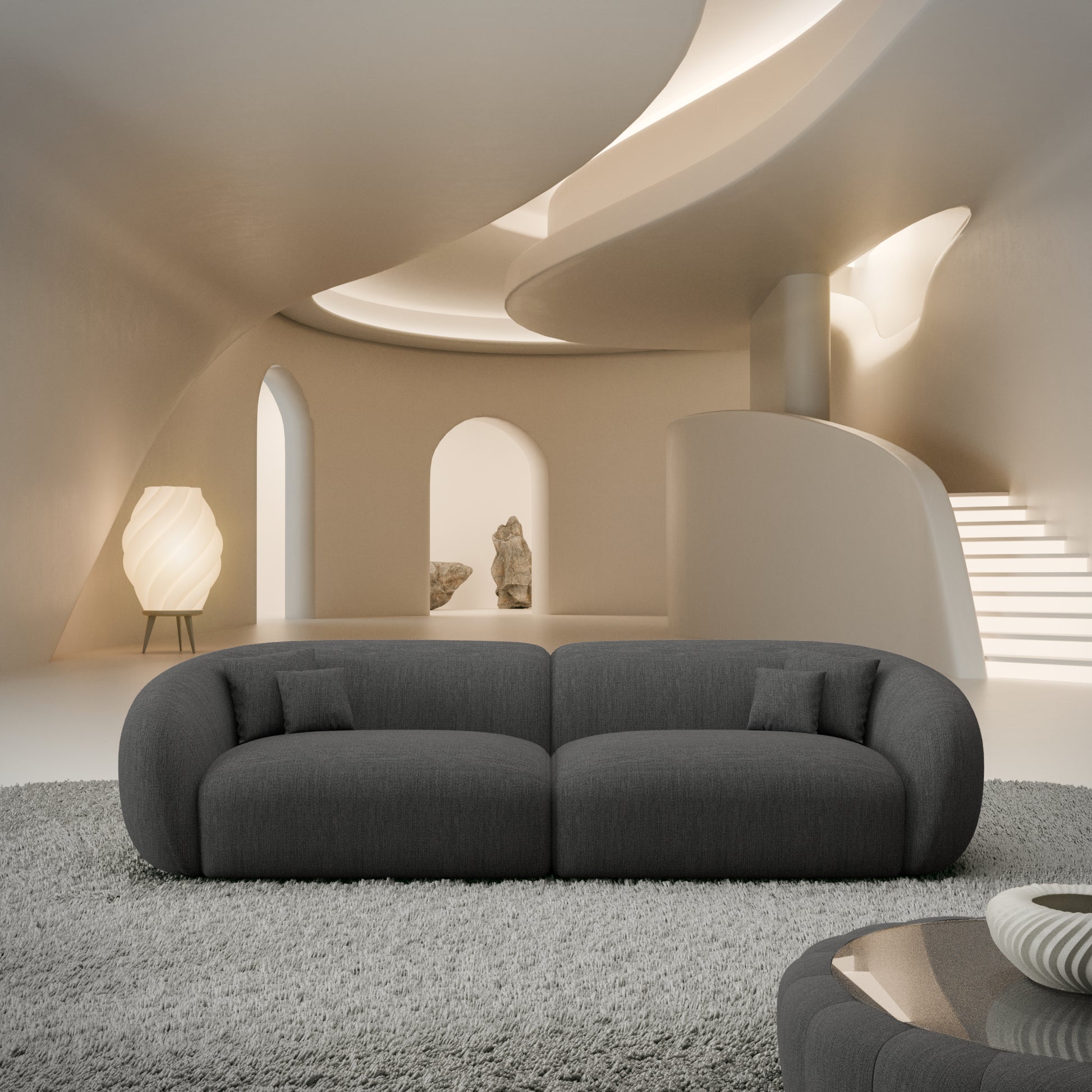 
4-Sitzer Design Sofa „Serano“ mit Strukturstoff-Bezug - Strukturstoff Anthrazit
