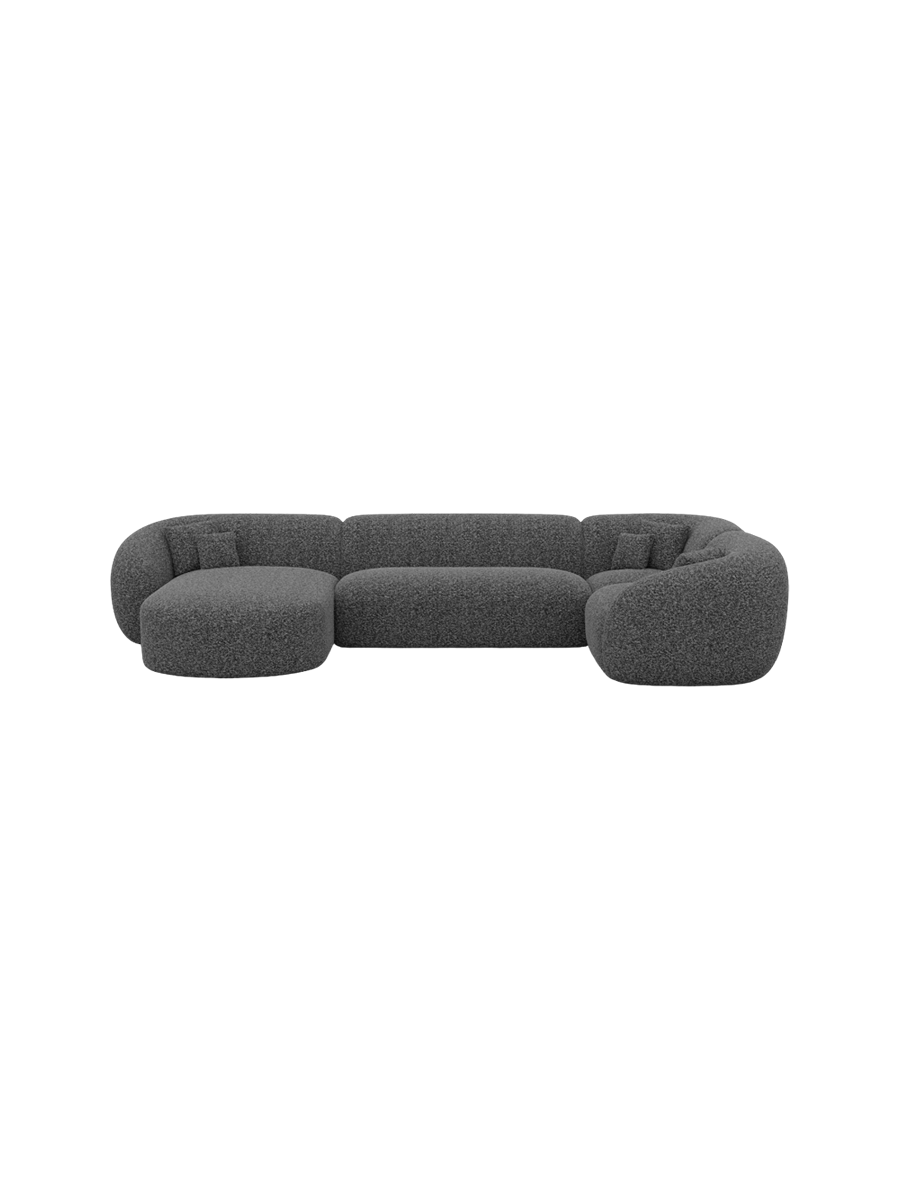 
6-Sitzer Design Panorama-Sofa „Serano XL“ mit Bouclé-Bezug - Bouclé Graphit / Lange Seite links