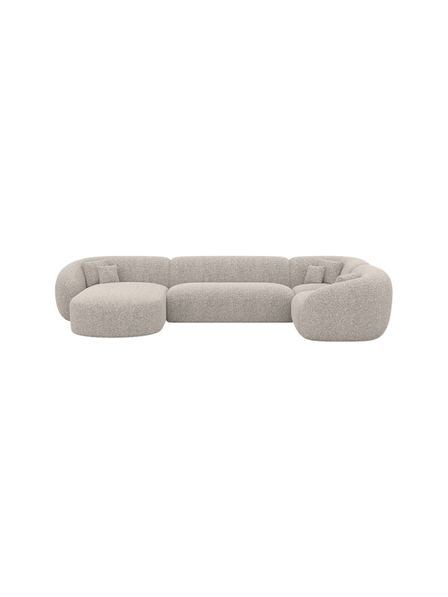 
6-Sitzer Design Panorama-Sofa „Serano XL“ mit Bouclé-Bezug - Bouclé Graphit / Lange Seite links