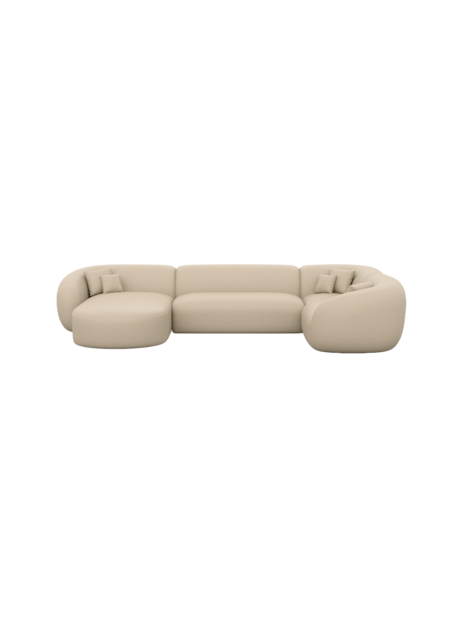 
6-Sitzer Design Echtleder Panorama-Sofa „Serano XL“ - Echtleder Beige / Lange Seite links