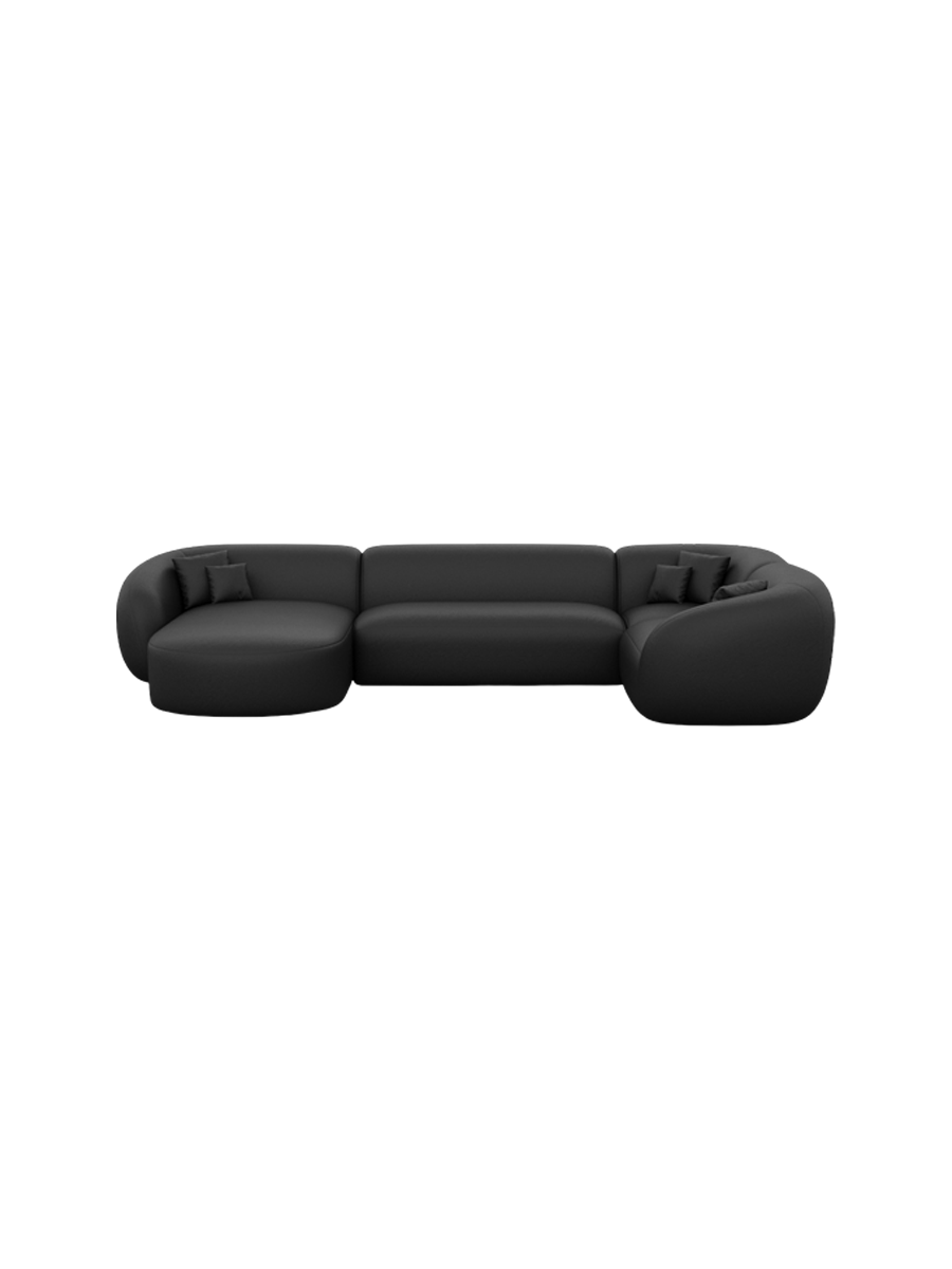 
6-Sitzer Design Echtleder Panorama-Sofa „Serano XL“ - Echtleder Beige / Lange Seite links