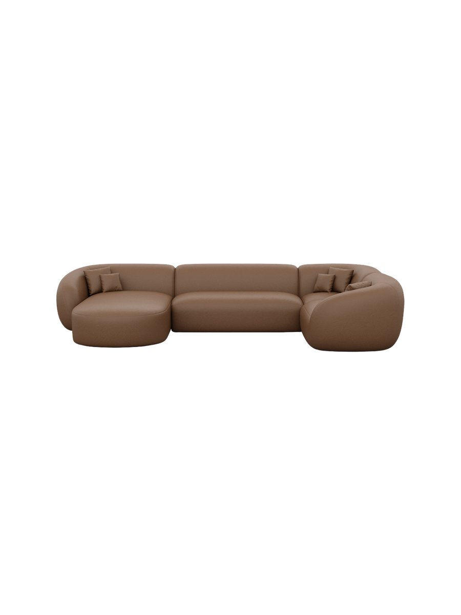 
6-Sitzer Design Echtleder Panorama-Sofa „Serano XL“ - Echtleder Beige / Lange Seite links