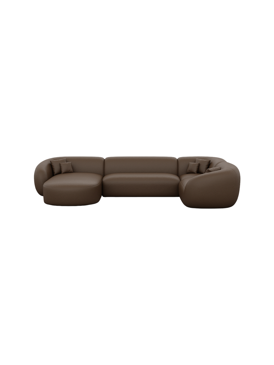 
6-Sitzer Design Echtleder Panorama-Sofa „Serano XL“ - Echtleder Beige / Lange Seite links
