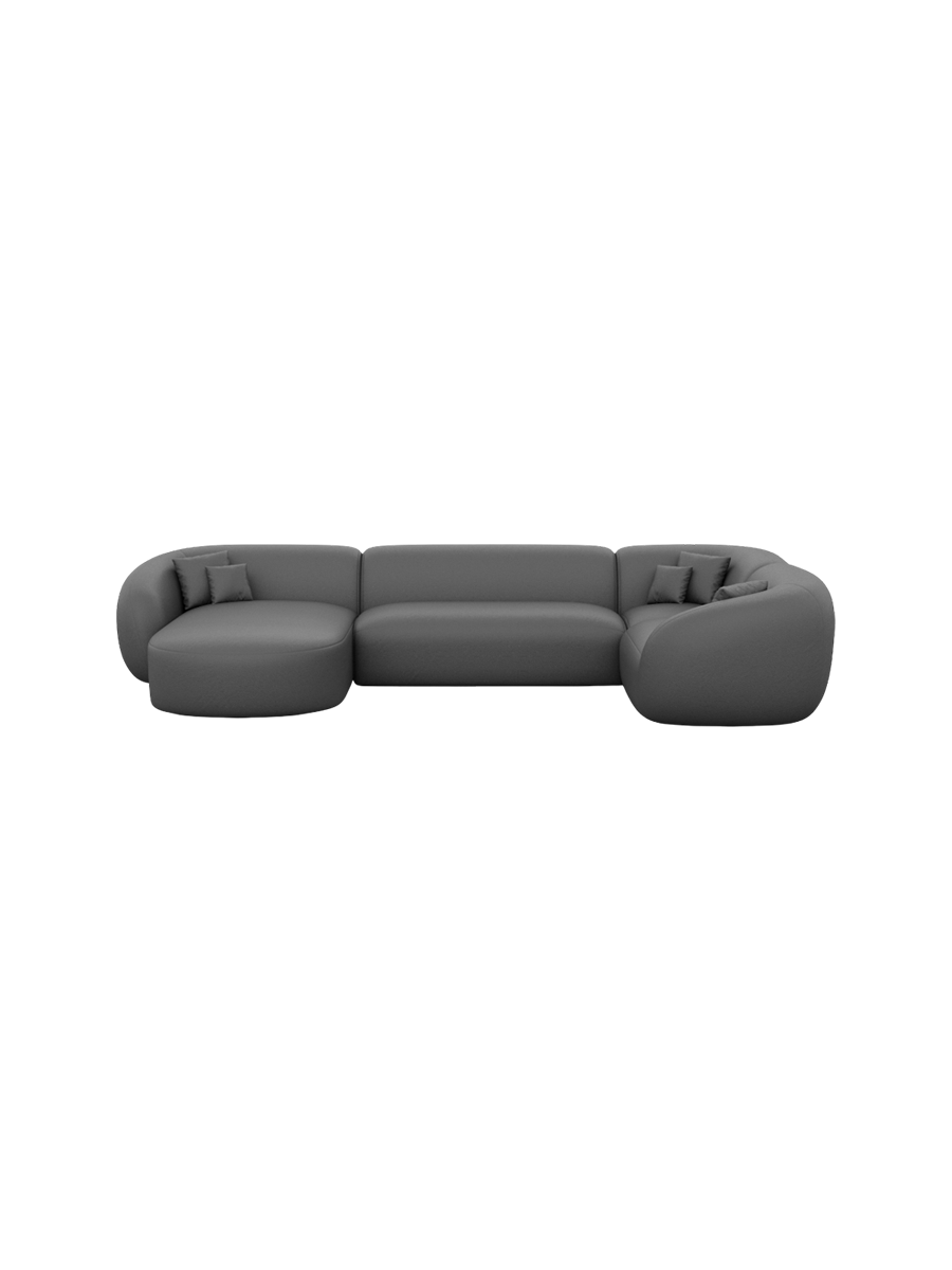 
6-Sitzer Design Echtleder Panorama-Sofa „Serano XL“ - Echtleder Beige / Lange Seite links