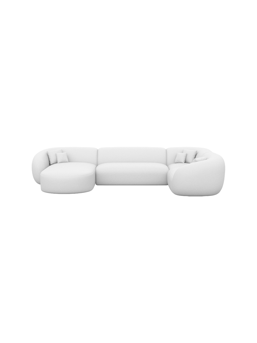 
6-Sitzer Design Echtleder Panorama-Sofa „Serano XL“ - Echtleder Beige / Lange Seite links