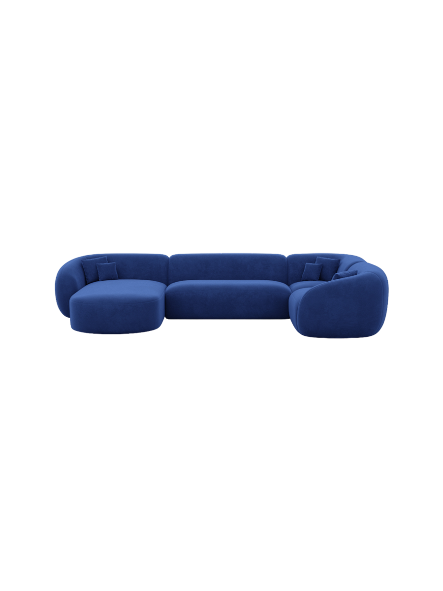 
6-Sitzer Design Panorama-Sofa „Serano XL“ mit Samtbezug - Samtbezug Königsblau / Lange Seite links