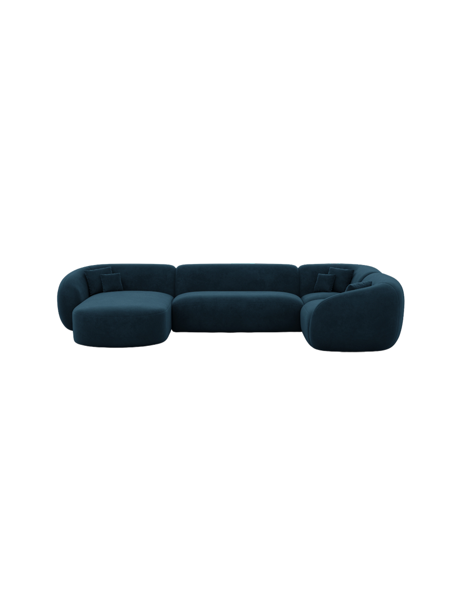 
6-Sitzer Design Panorama-Sofa „Serano XL“ mit Samtbezug - Samtbezug Königsblau / Lange Seite links