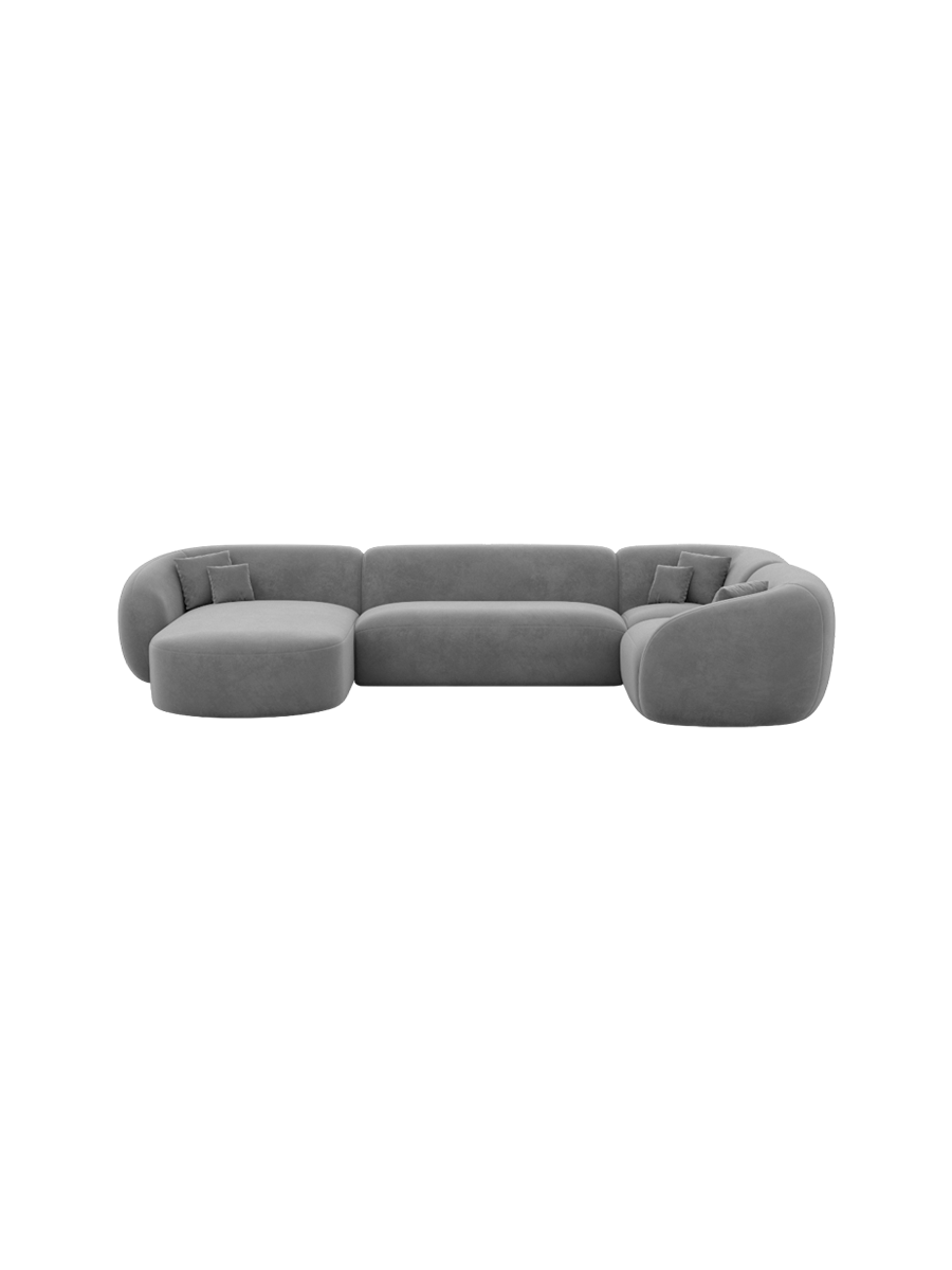 
6-Sitzer Design Panorama-Sofa „Serano XL“ mit Samtbezug - Samtbezug Königsblau / Lange Seite links