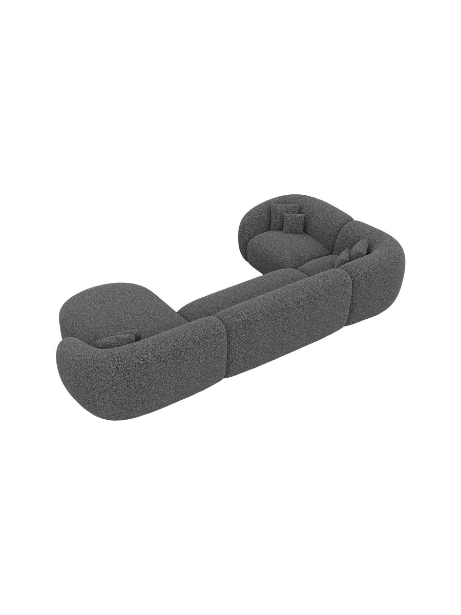 
6-Sitzer Design Panorama-Sofa „Serano XL“ mit Bouclé-Bezug - Bouclé Graphit / Lange Seite links