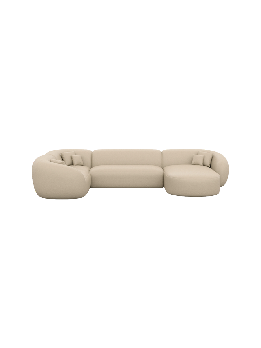 
6-Sitzer Design Echtleder Panorama-Sofa „Serano XL“ - Echtleder Beige / Lange Seite links