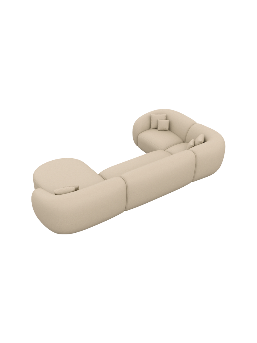 
6-Sitzer Design Echtleder Panorama-Sofa „Serano XL“ - Echtleder Beige / Lange Seite links