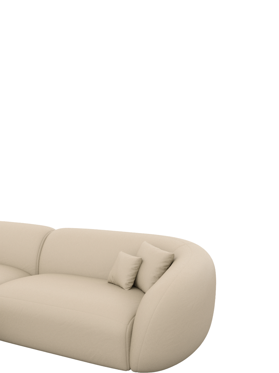 
6-Sitzer Design Echtleder Panorama-Sofa „Serano XL“ - Echtleder Beige / Lange Seite links